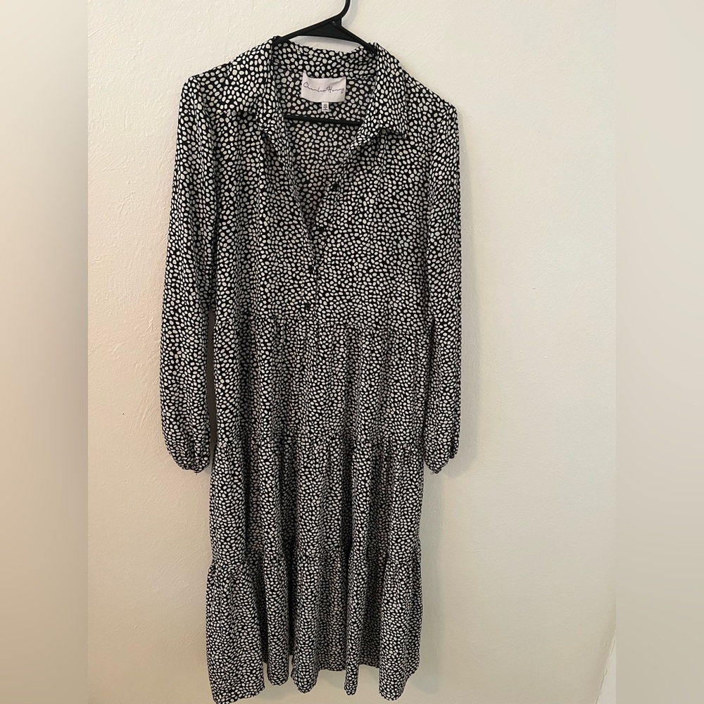 Charles Henry black and white polka dot dress